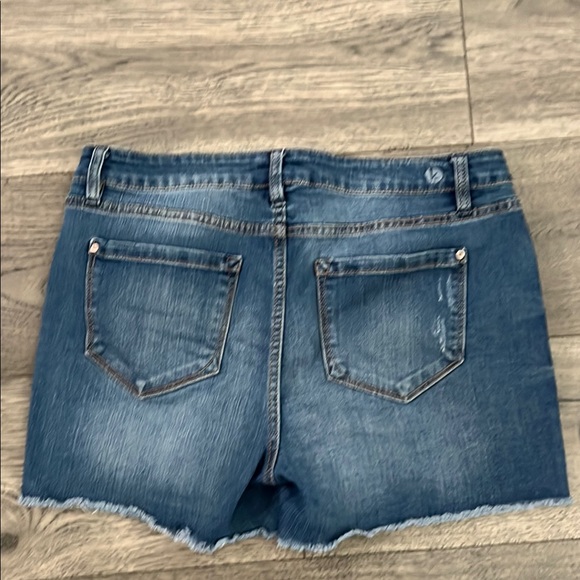 Kensie Blue Distressed Denim Jean Shorts - Picture 2 of 4